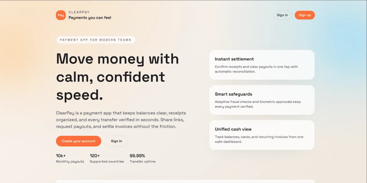 Clear Pay project screenshot
