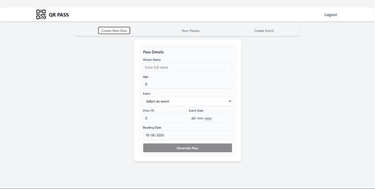 QR Pass Generator project screenshot